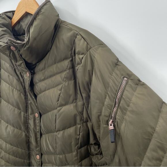 Marc New York Down Feather Quilted Puffer Long Line Jacket Army Green Size 2X - Picture 3 of 12